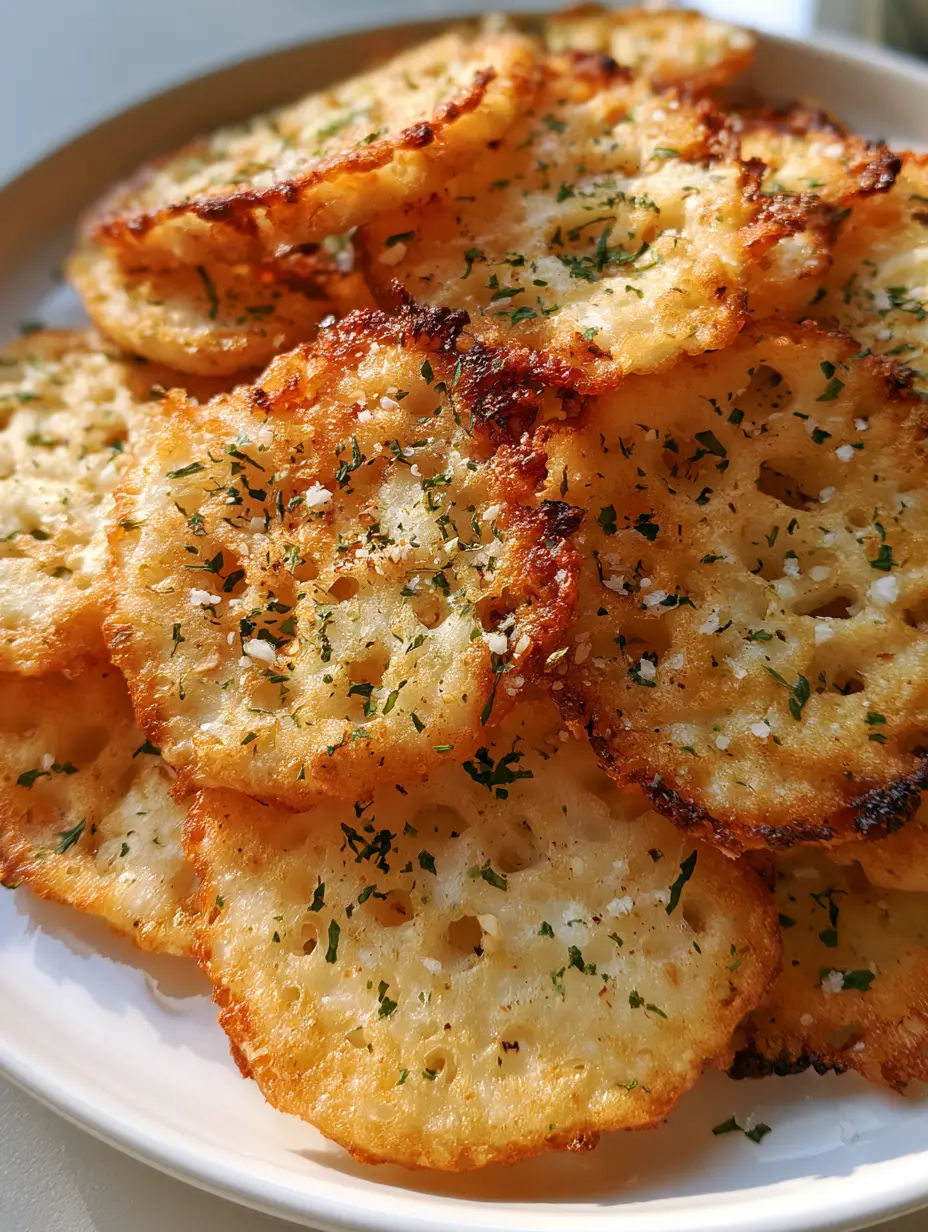 Crispy Cottage Cheese Chips: The Ultimate High-Protein Lacy Snack 4 Close-up handheld photo of Crispy Cottage Cheese Chips showing small air pockets and charred edges.