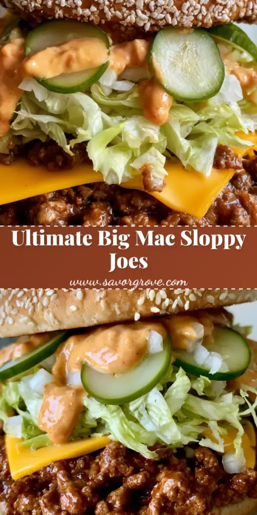 Big Mac Sloppy Joes: The Ultimate 30-Minute Cheeseburger Mashup 3 A close-up shot of Big Mac Sloppy Joes featuring glazed ground beef, melted American cheese, and creamy orange sauce on a sesame bun. (Big Mac Sloppy Joes)