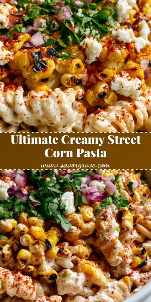 Street Corn Pasta Salad with Creamy Lime Dressing 4 A Pinterest-style overhead shot of Street Corn Pasta Salad in a white bowl with charred corn and cilantro.