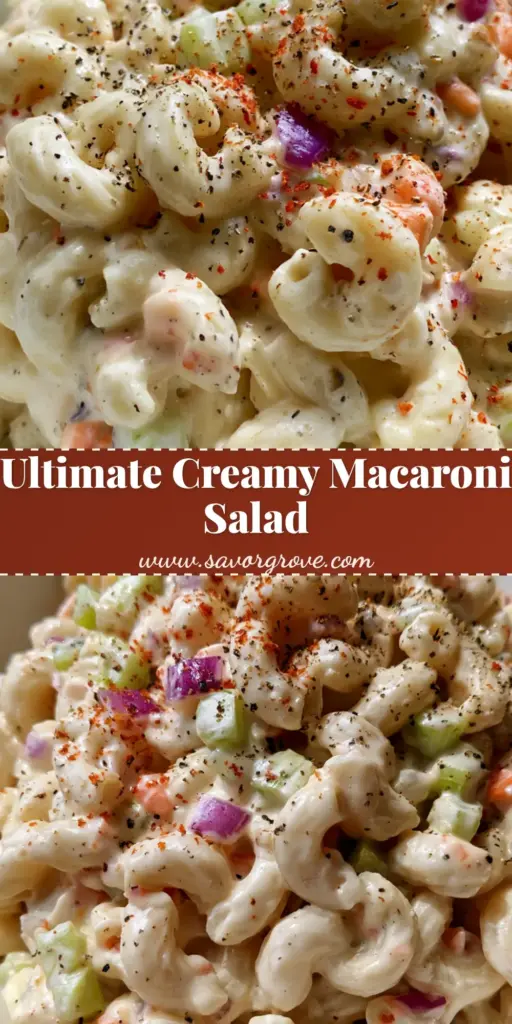 A close-up smartphone photo of classic Macaroni Salad in a white ceramic bowl, featuring creamy dressing, celery, red onion, and a sprinkle of paprika and black pepper.