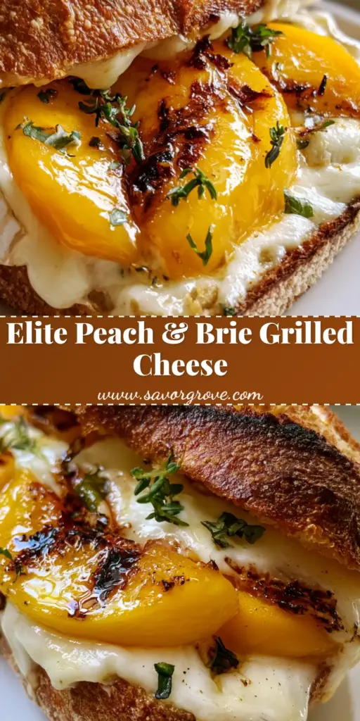 Peach and Brie Grilled Cheese with Honey and Fresh Herbs 4 A handheld smartphone photo of a Peach and Brie Grilled Cheese on a toasted baguette with oozing cheese and caramelized peach slices.