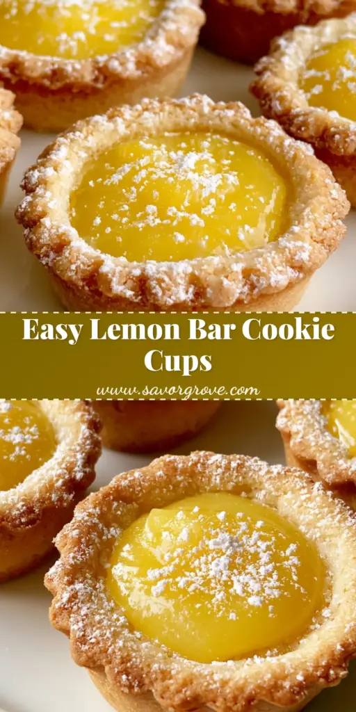 Lemon Bar Cookie Cups with Glossy Lemon Curd 4 A high-angle shot of Lemon Bar Cookie Cups with golden-brown scalloped crusts and glossy yellow lemon curd on a white plate.